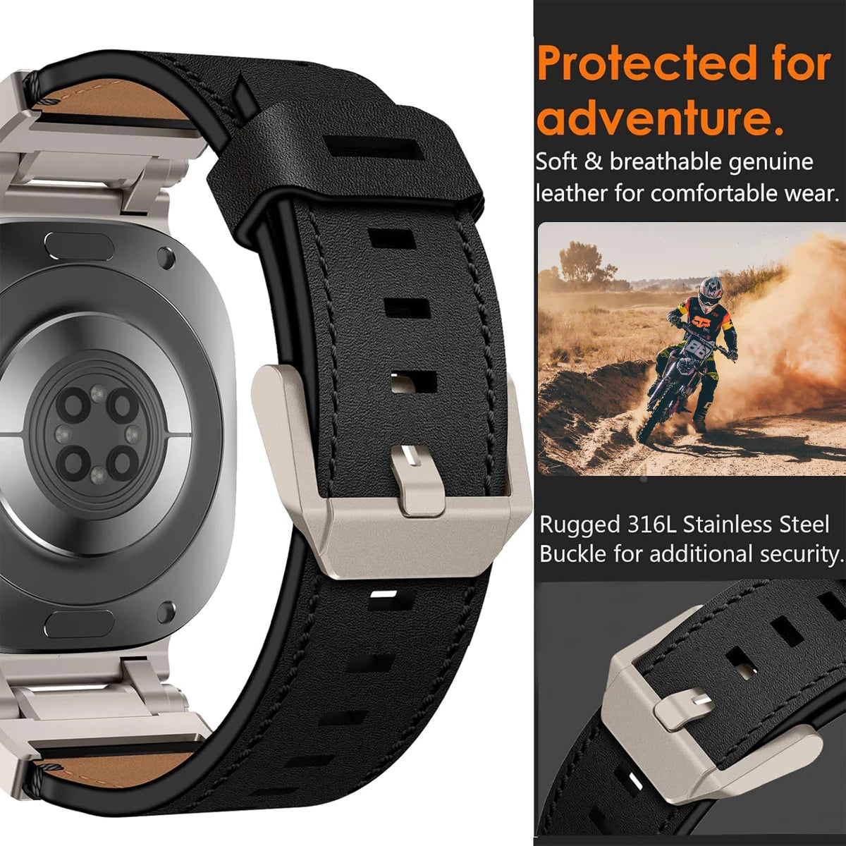 Luxury Leather Band for Samsung Galaxy Watch Ultra 2025 2024 47mm Business Strap for Galaxy Watch Ultra Adjustable Men Wristband