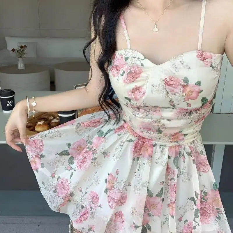 Gentle and Sweet Floral Temperament Hot Girl Slim Design Niche High-end Dress