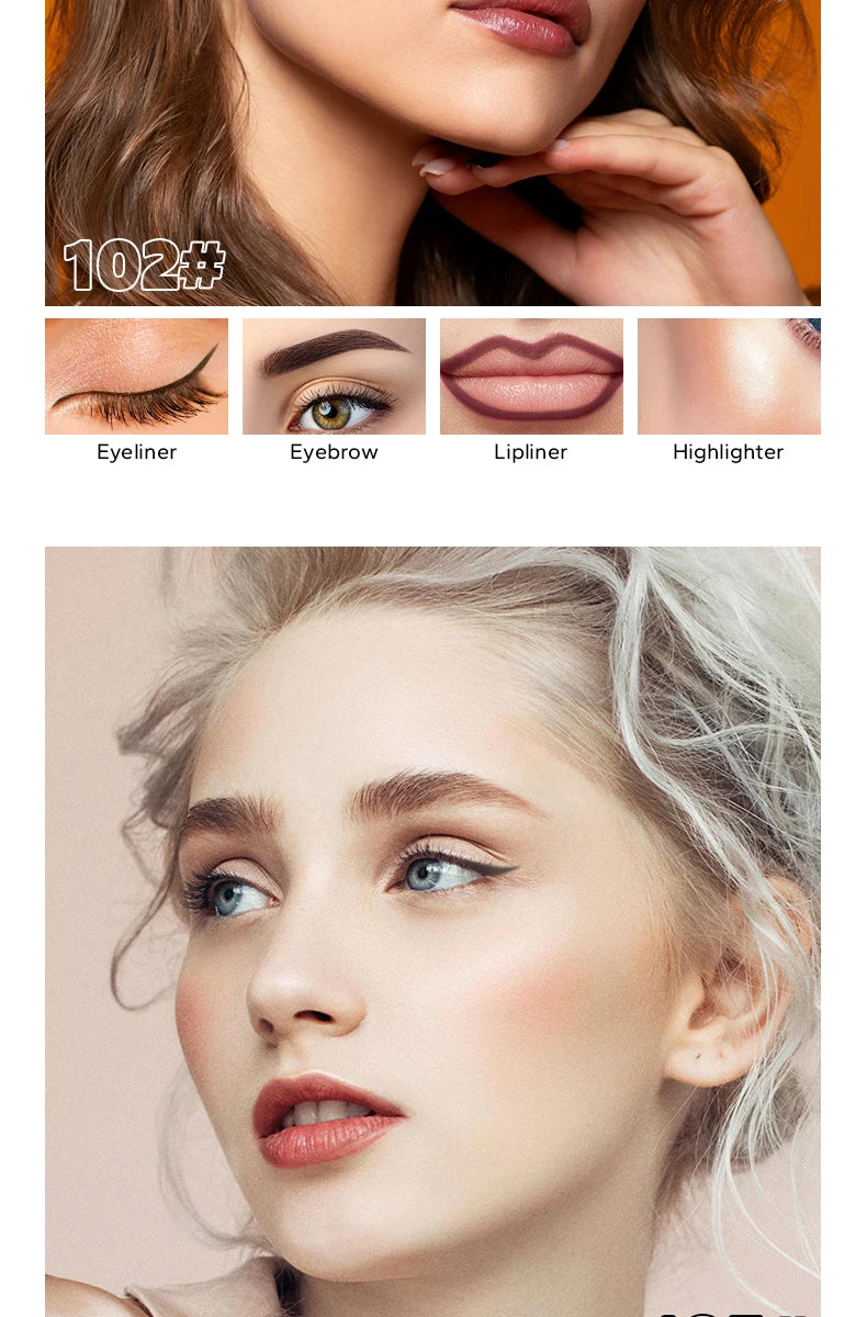 Beauty GlazedMulti-Function Beauty Glazed 4-in-1 Makeup Pen Waterproof Cosmetic Pencil for Eyeliner Brow Lip Highlighter