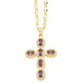 Fashion Personality 1 Piece Necklace Elegant Women's Micro Inlaid Colorful Round Zircon Cross Necklace