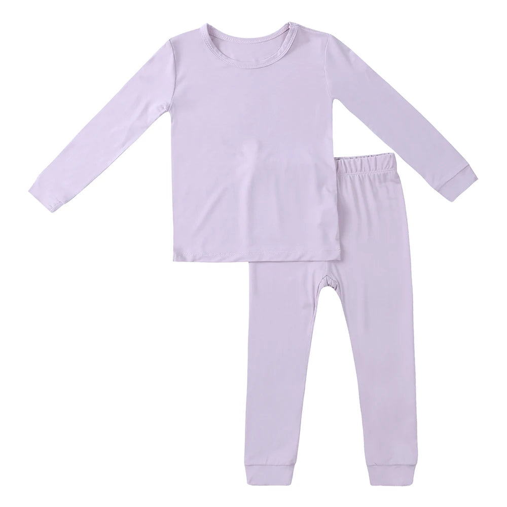 2026 New Arrivals Bamboo Fiber Toddler Baby Children's Pajamas Sets Suit For Girls Solid Long Sleeve Top+Pants Boys Sleepwear