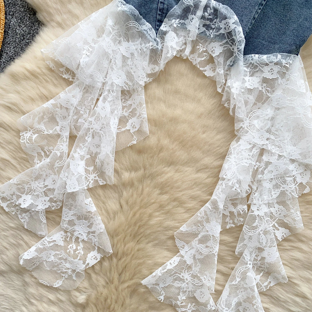 Sexy Spliced lace Chic Crop Top Korean Tanks Top Women Women Corset Bustier  women clothing