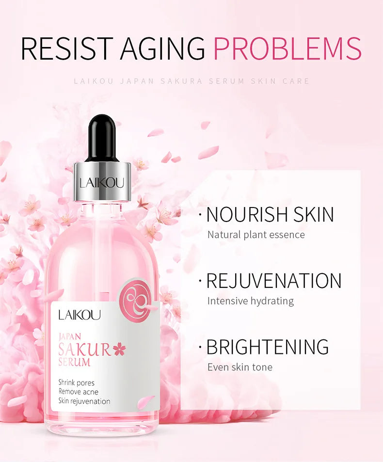Laikou Rose or Sakura Essence Serum Deep Nourishing Repair Moisturizing Hydrating Anti Aging Facial Treatment Skin Care 100ml