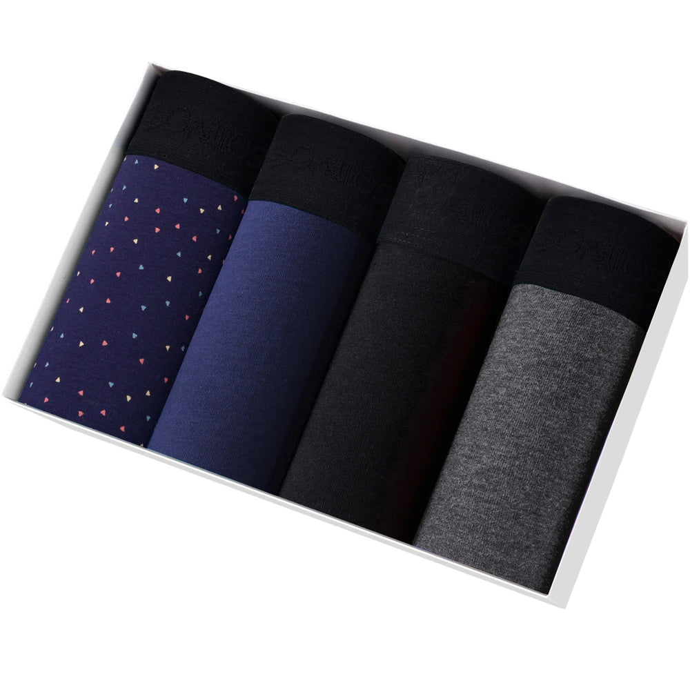 Men's Cotton Boxer Shorts 4-Pack – Soft Breathable Everyday Comfort Underwear