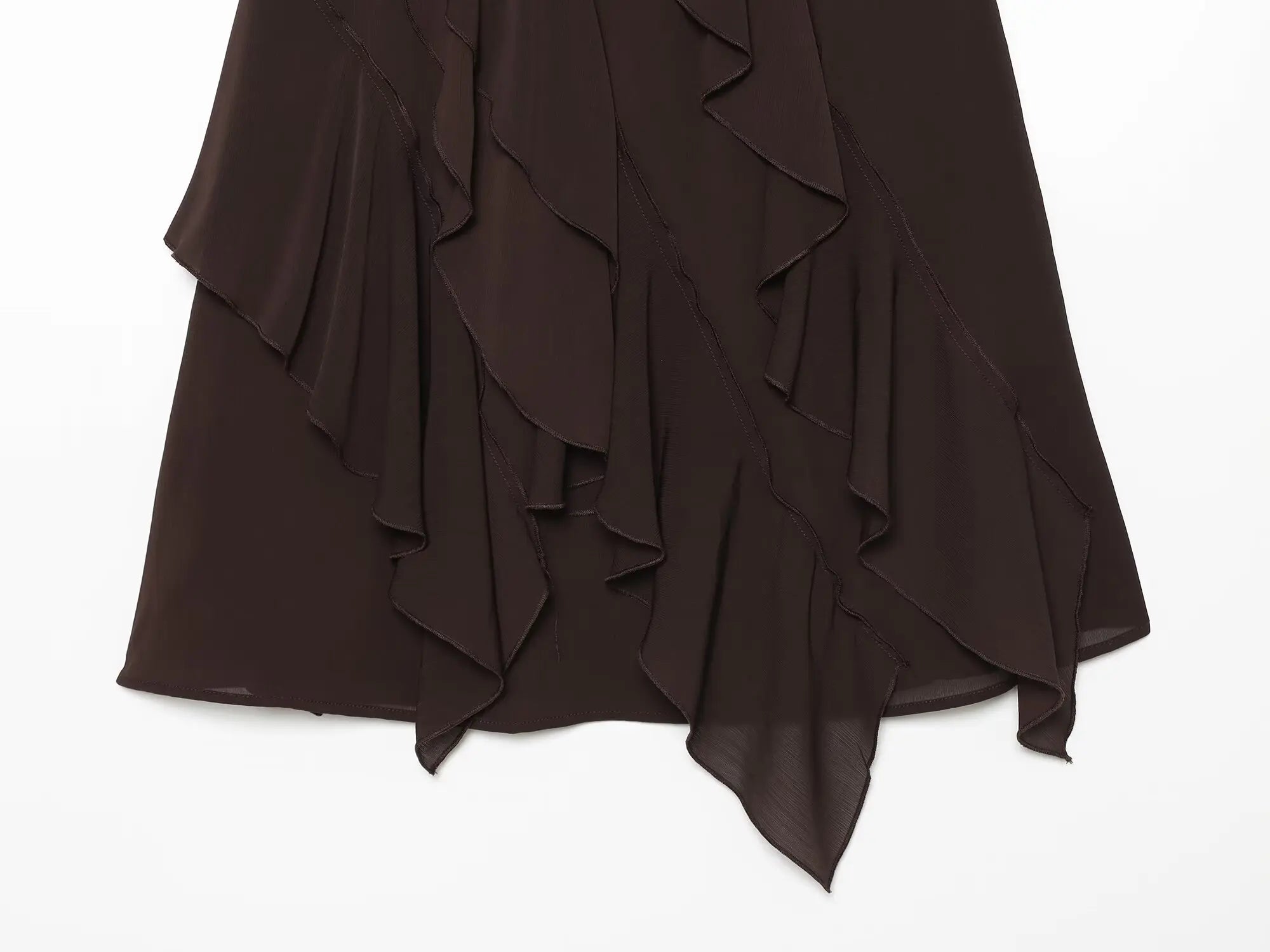 Women's Skirts Summer 2026 New Brown Ruffled Elastic Waist Skirts Women's Fashion Elegant Office Youth Summer Skirts Street