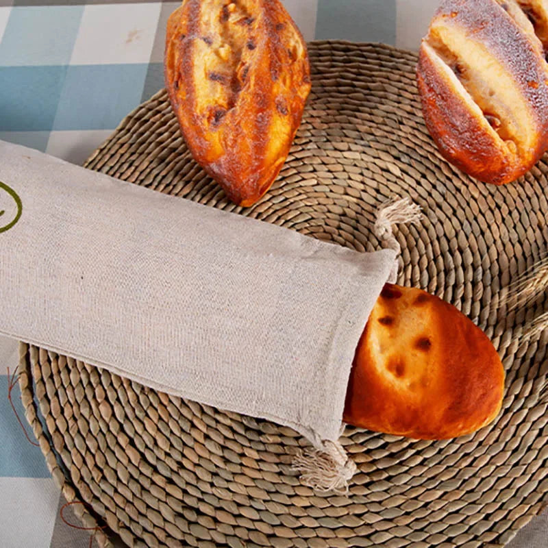 Bolsa de pan de lino, bolsas reutilizables para pan, bolsas con cordón para pan casero artesanal, bolsa para baguette, contenedores de almacenamiento de alimentos