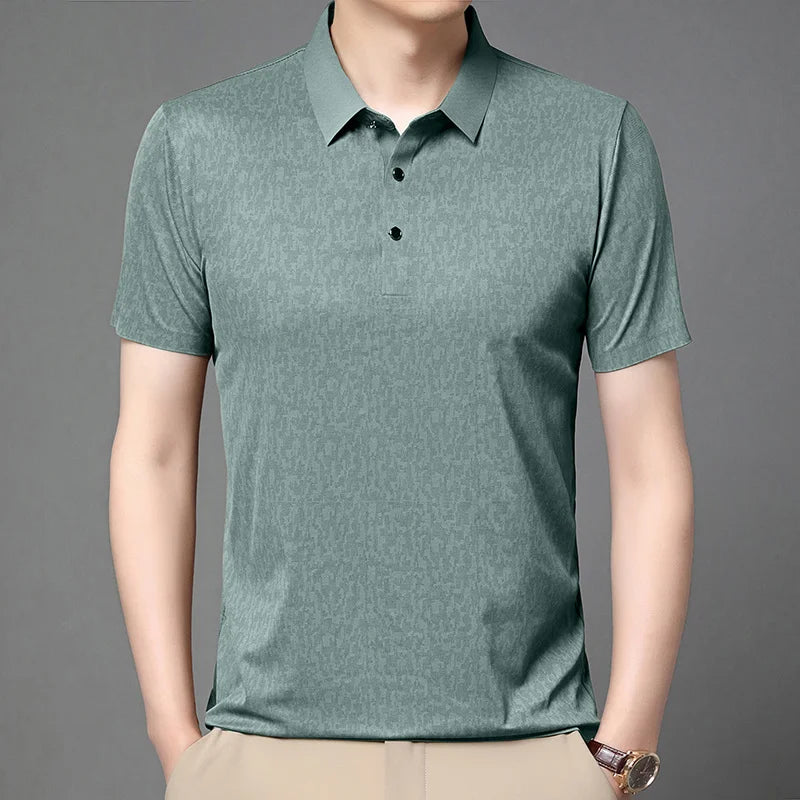 Mens Short Sleeve Geometric Pattern Polo Shirts Casual Summer Tops Lightweight Breathable Shirts for Men