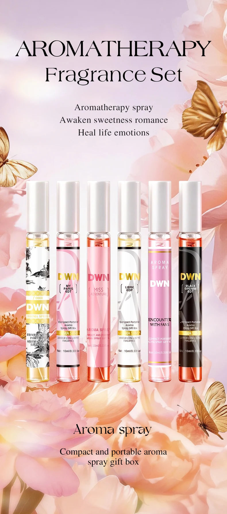 Women's 10PCS Alcohol-Free Fragrances Set, Romantic Floral Scents, Elegant Gift Box, Long-Lasting, Ideal for Daily Use & Gifting