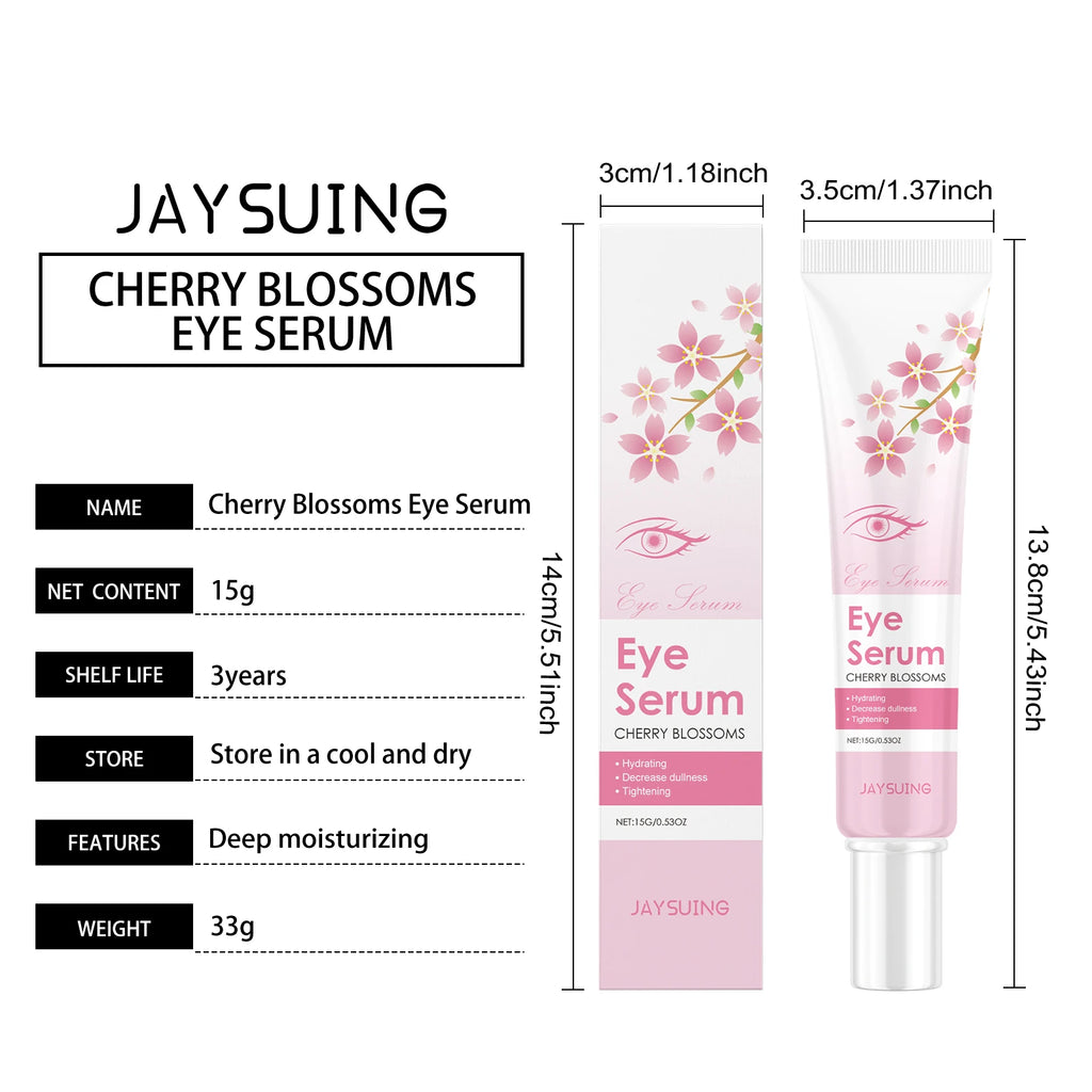 JAYSUING Sakura Eye Serum Anti Dark Circles Puffiness Eye Bag Wrinkle Remover Firming Moisturizing Brightening Eye Lifting Cream