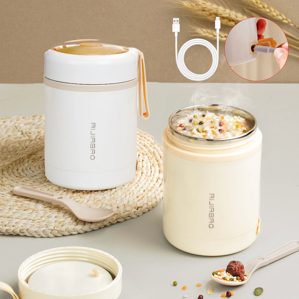Fiambrera Eléctrica Calefactable USB de 600ML, Portátil para Picnic, Calentador de Leche y Alimentos, Contenedor Calentador de Alimentos de Acero Inoxidable 5V 12V 24V