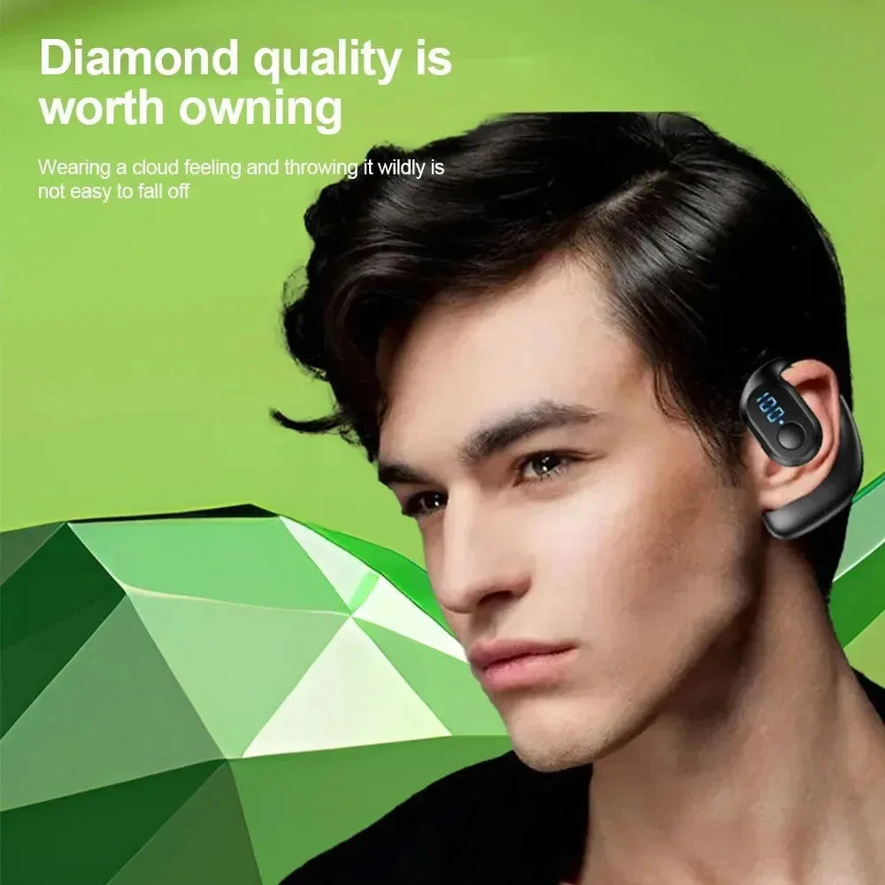 Bluetooth 5.3 Headphone Ear Hook Wireless Earphone LED Display HD Calling Mic Surround Sound Earbud HiFi Stereo Gaming Headset