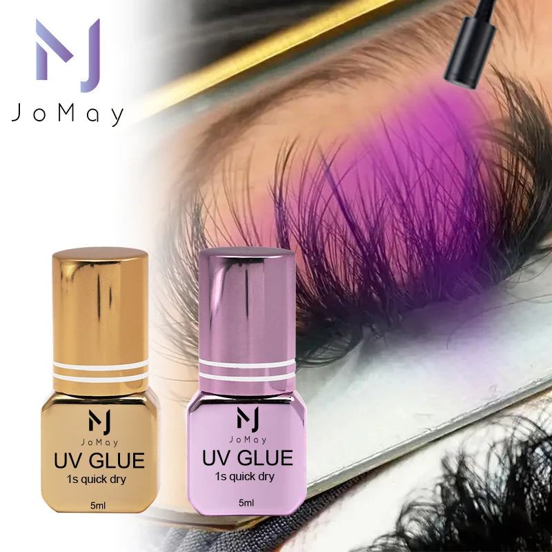 JOMAY 5ML UV Lash Glue For Eyelash Extension Adhesive Waterproof Long Lasting 1S Quick Drying Purple UV Lashes Glue Makeup