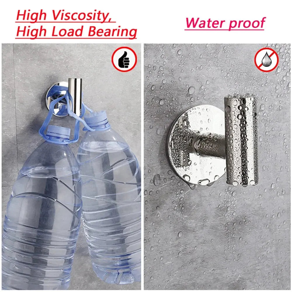 Ganchos Autoadhesivos de Acero Inoxidable Adhesivos de Pared Ganchos Colgantes Soporte para Abrigos Llaves Toallas Bolsos Sombreros Accesorios de Almacenamiento para el Hogar