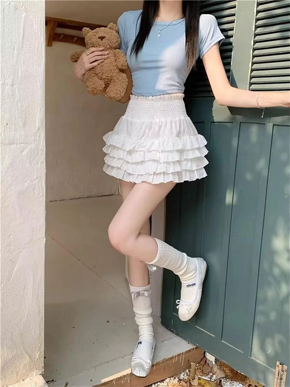 Women High Waist Pure Slim Summer College Popular Simple Sexy Sweet Girls Fashion Clothes 2024 New Korean Ball Gown Mini Skirts