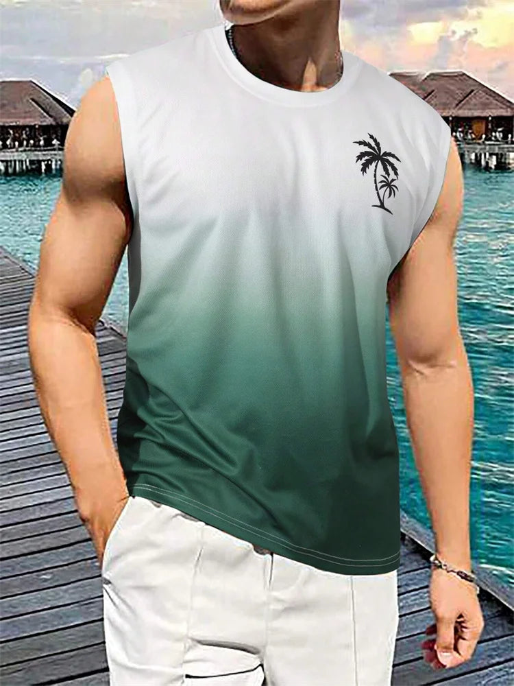 Men's Hawaiian Tank Top Sleeveless Quick-Drying Beach Shirt