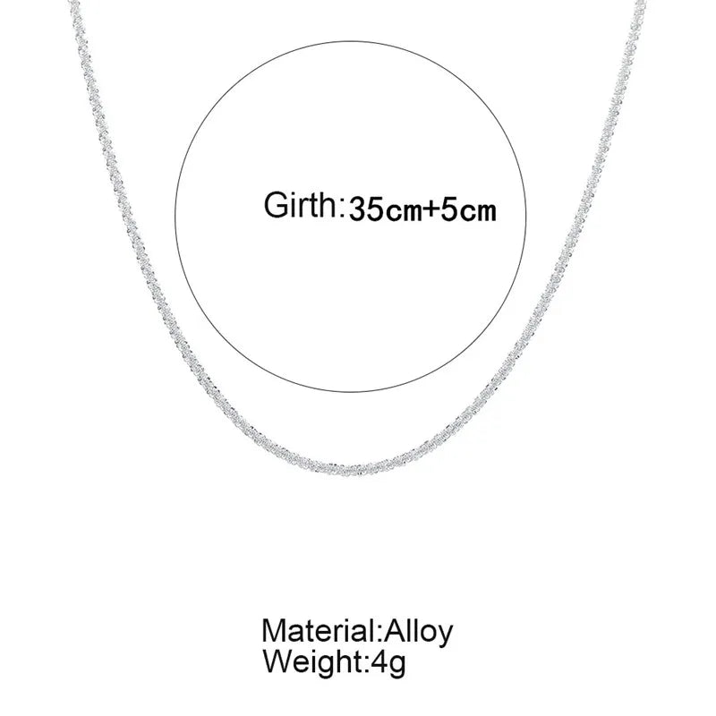 Sparkling Necklace Trendy Chain Choker for Women Fashion Brilliant Crystal Silver Plated Necklaces Accessories Jewelry Gift 2024