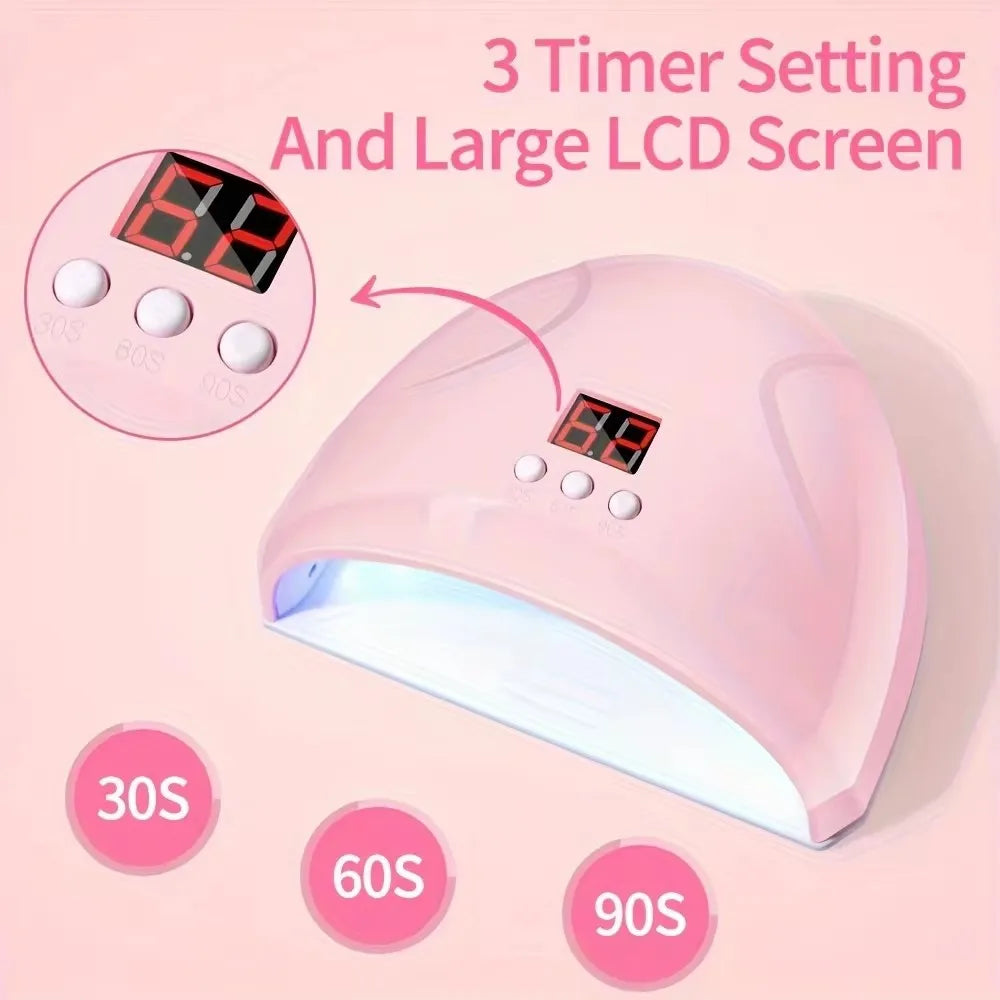 LINMANDA Kit profesional de taladro eléctrico USB para uñas con lima y pulidor, lámpara de uñas UV LED, secador de manicura en gel, kit de inicio de acrílico