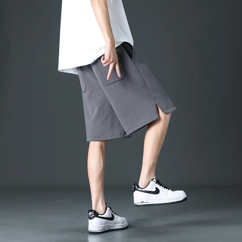Loose Ice Silk Basketball Shorts Men's Summer Quick Dry Sport Mid-Pants American Breathable Casual Straight Loose Five-Quarter
