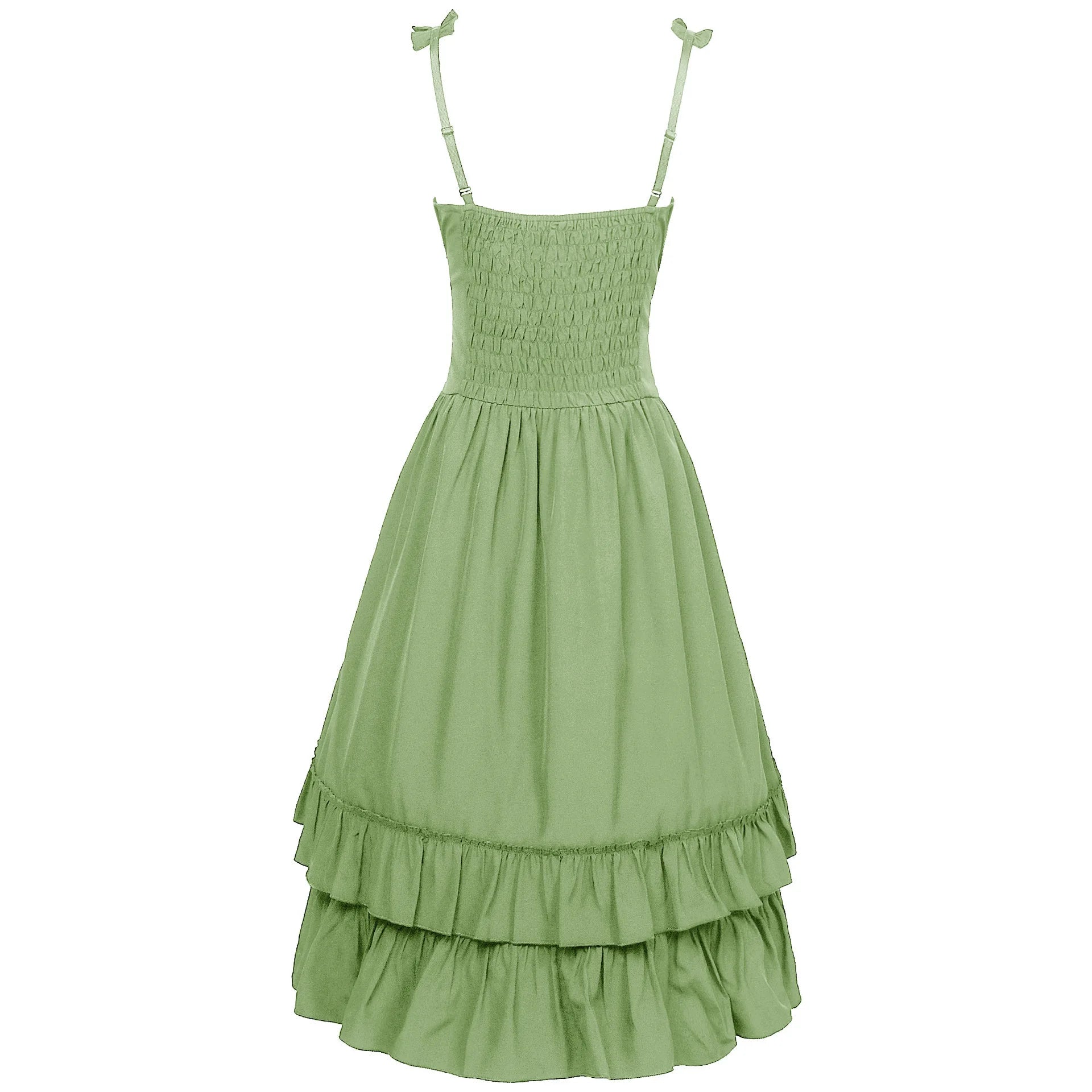 2026 Vintage Victorian Ruffle Midi Dress,High Waist A Line Women Sling Dress,Medieval Cosplay Party Dress for Women Summer Beach