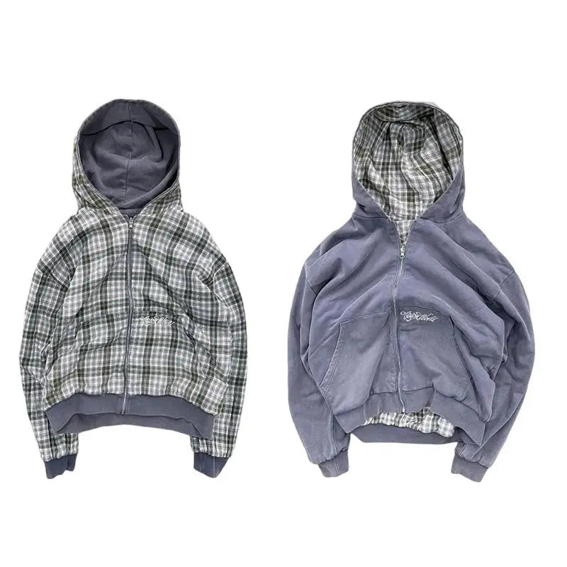 BiggOrange Plum Tree Embroidered Oversized Zipper Hoodie - Pink