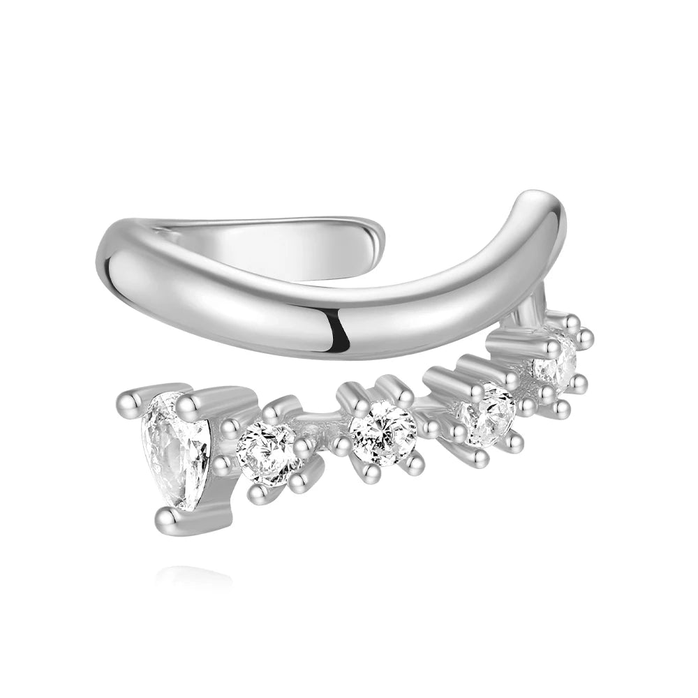 Roxi 925 Sterling Silver Zircon Double Layer Clip Earrings Women'S Ins Trend 1Piece No Piercing Earring Jewelry Pendientes