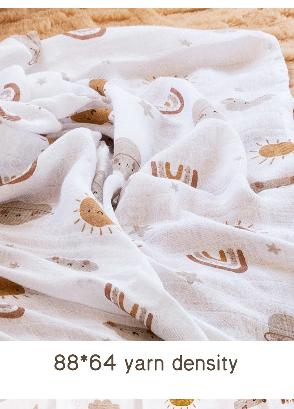Elinfant Cute Soft Print Baby Towel Wrap 120x110cm Bamboo Cotton Baby Muslin Swaddle Blanket