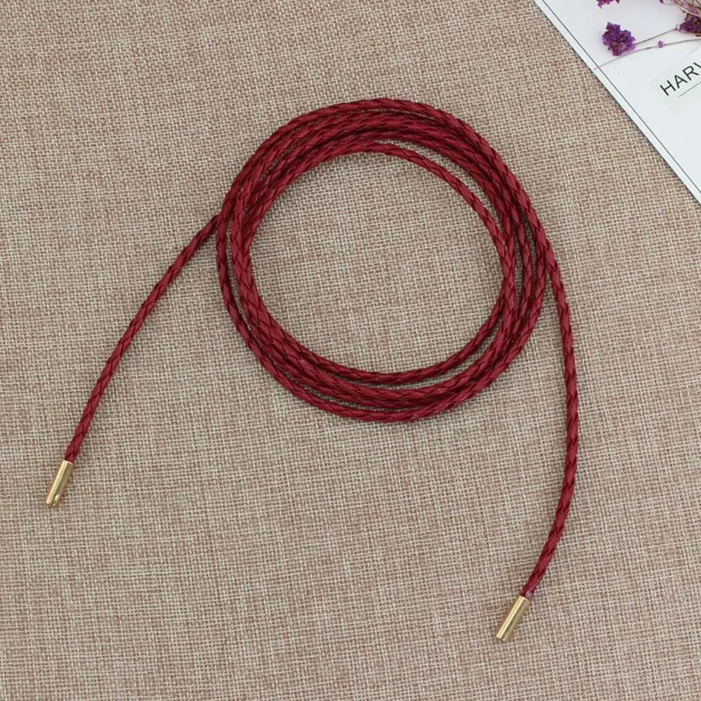 New Round Leather Rope Dresses Coat Decoration String Waist Belt For Women'S Solid Fashion Long Waist Chain Vintage Waistband