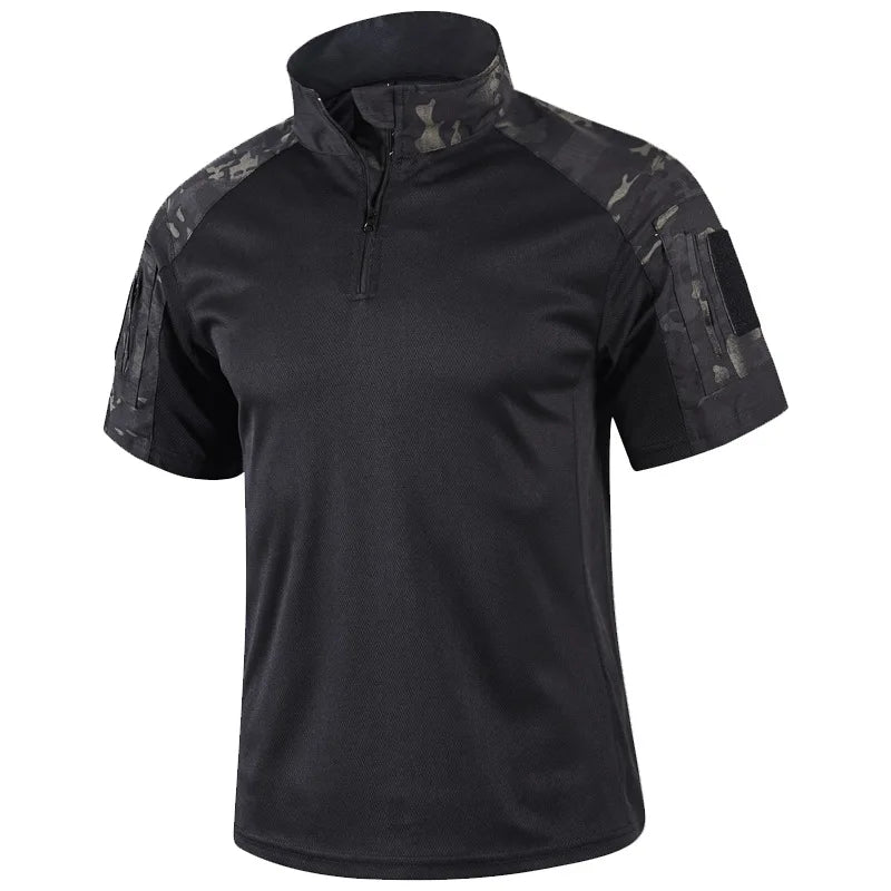 Camo Tactical Shirt Quick Dry Short Sleeve For Men Outdoor Hunting Hiking Durable Military Tee