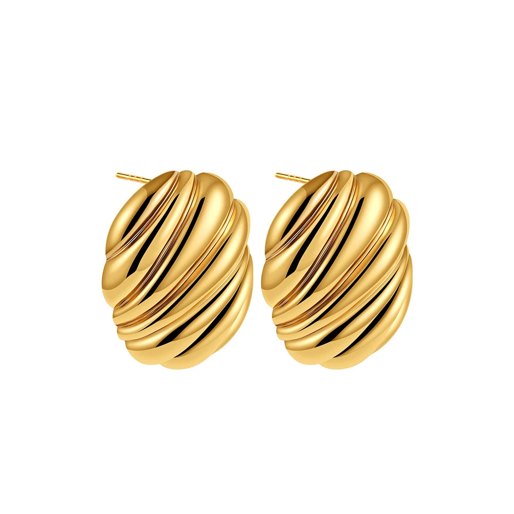 Trendy Stainless Steel Multilayer Circle Twist Knot Earrings For Women'S Texture Mixed Color Gold Plated Statement Earring Bijoux