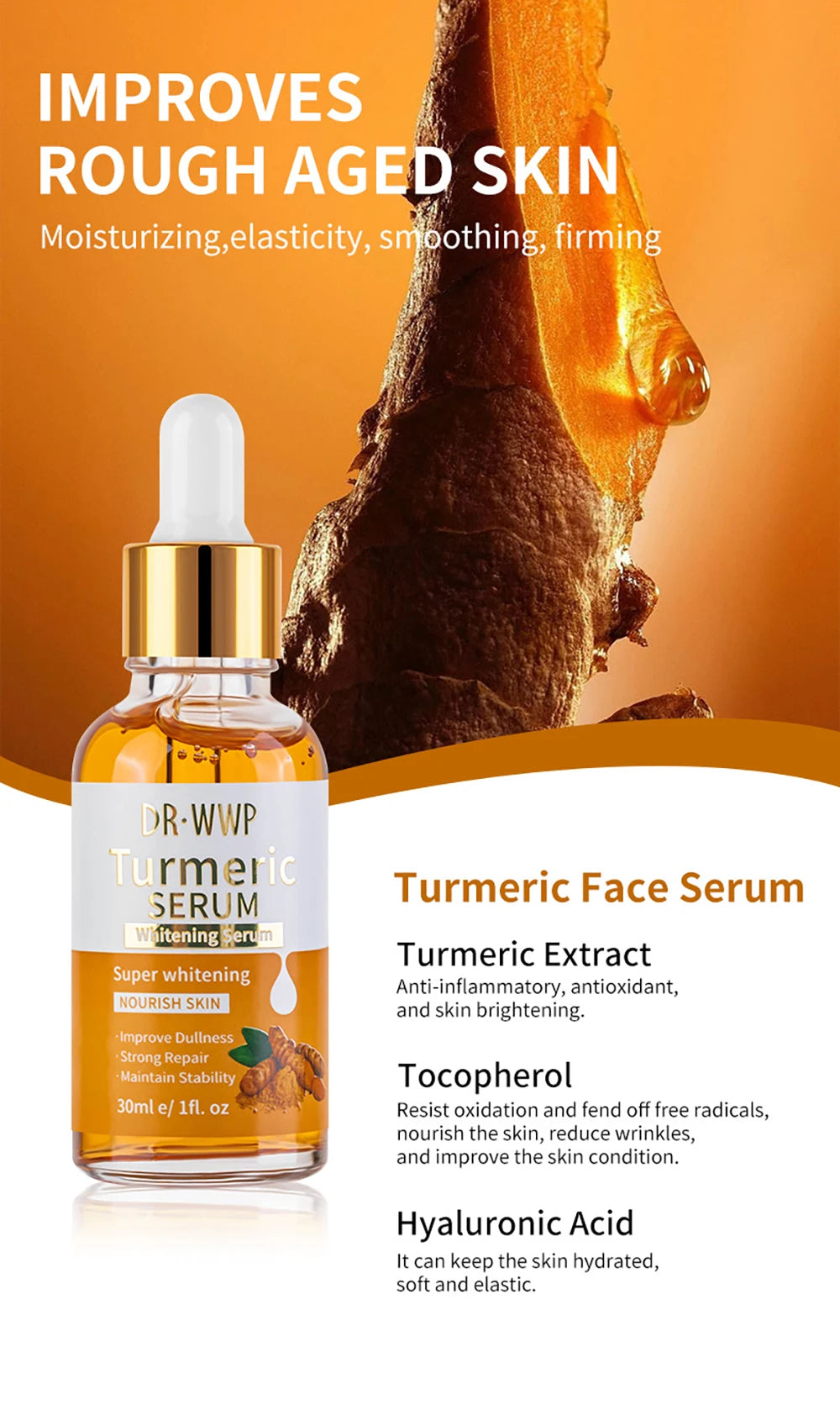Turmeric Facial Serum Skincare Moisturizing Facial Exfoliating Body Lotion Hydrating Brightening Skin Softening Body Care Scrub