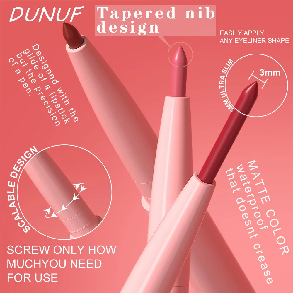12 Colors Matte Red Brown Lipliner Pencil Waterproof Non-stick Cup Slim Lipstick Make Up Nude Pink Lip Liner Outline Lip Contour