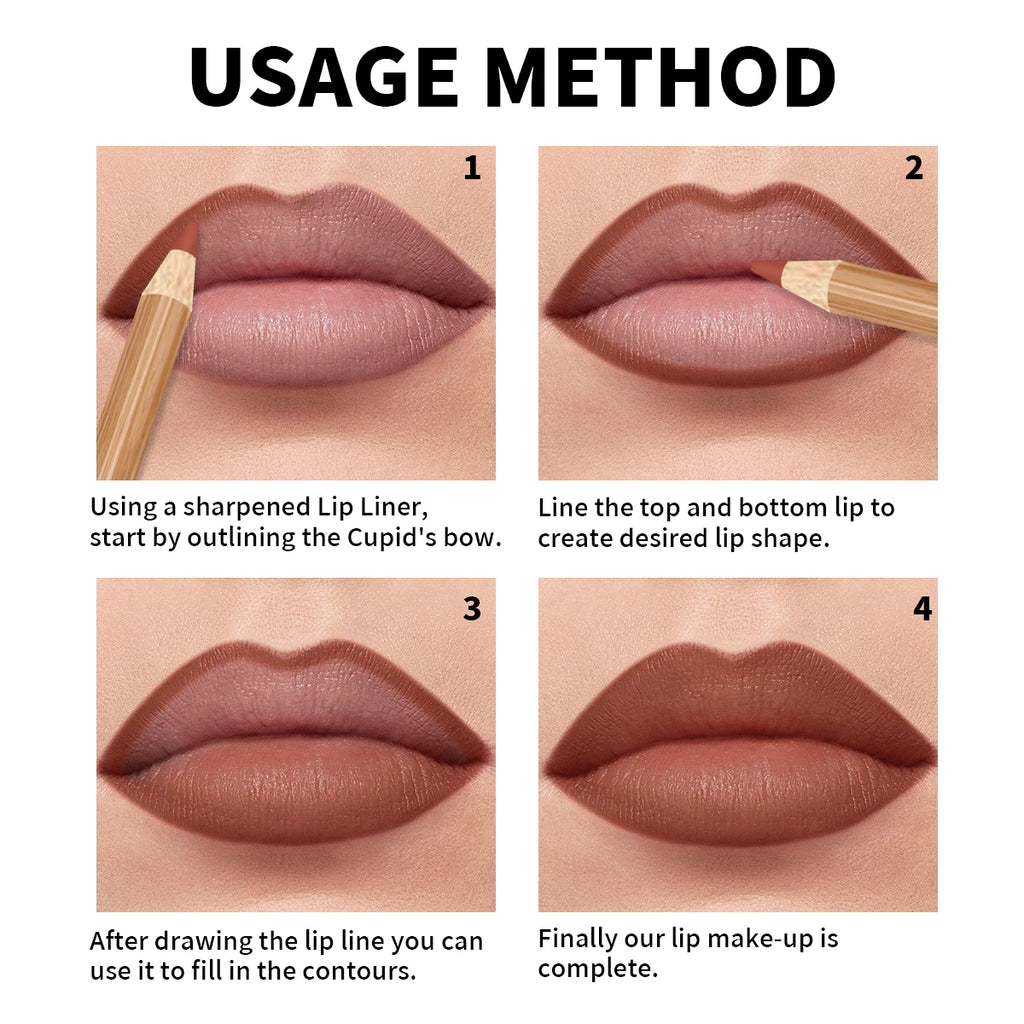 12 Matte Lip Liner Pencil Set Color Rendering Easy Makeup Waterproof Durable Lip Makeup Cosmetics Valentine's Day gift