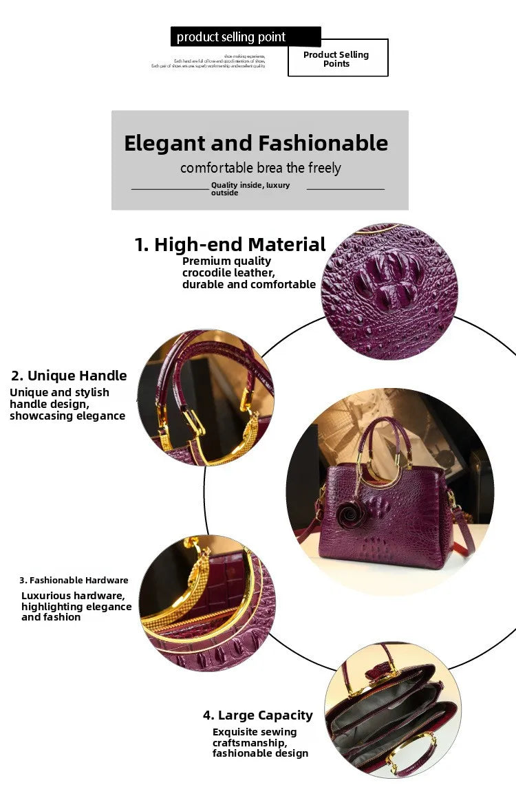 Elegant Leather Crocodile Pattern Wedding Handbag for Women Suitable for Bridal Events And Cheongsam Outfits European Vintage...