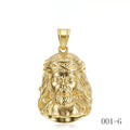 Stainless Steel Titanium God Jesus Human Head Gold Plated Portrait Pendant Necklace with 3mm Chain For Men Women Hip Hop Jewelry