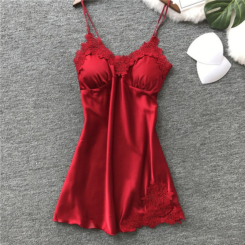 Sexy Pajamas Women'S'S Silk Suspender Nightdress Ladies Spring And Summer Ice Silk Thin Halter Home Service Satin Night Dresses