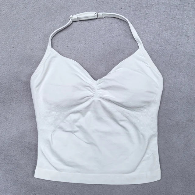 DPSTGYM Women's Seamless Yoga Top - Sleeveless Exposed Back Knit