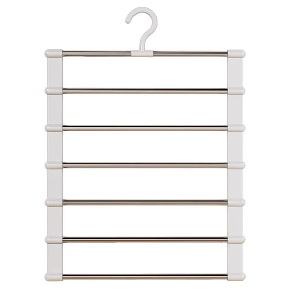 Multi-Layer Pants Hanger Space Saving Closet Organizer Foldable Trousers Clothes Rack Wardrobe Storage with Non Slip Clips