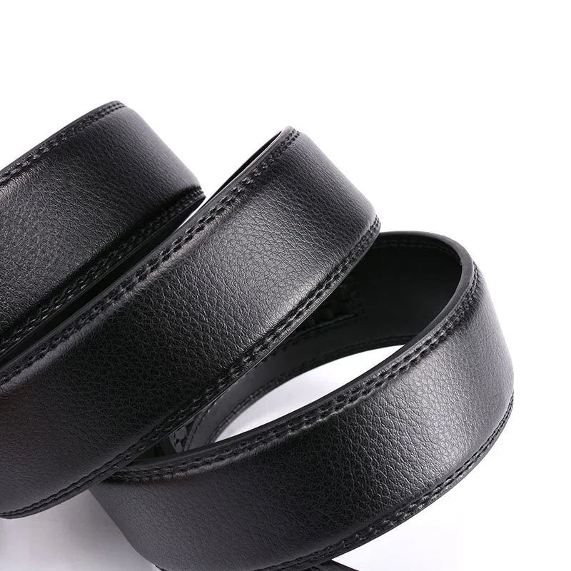 High Quality Black Brown Men’s Belt, Genuine Leather Material, Adjustable Automatic Ratchet Buckle, Cuttable Business Belt