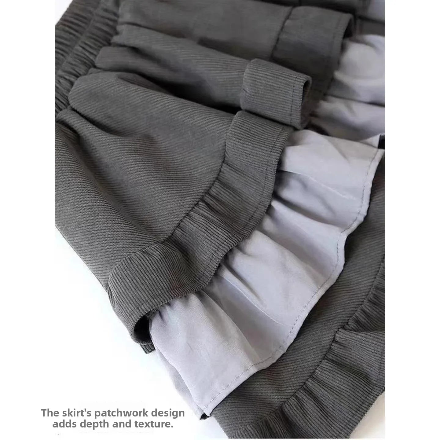 Ballet Style Light Beige Corduroy Puffy Skirt Women Spring Spicy Loose Waist Half Skirt Anti-Light Short Skirt