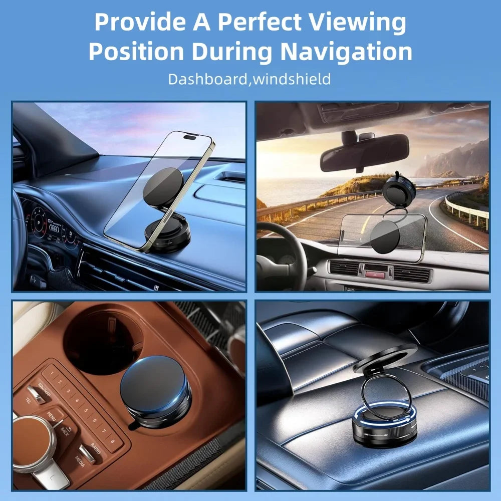 2026 New Vacuum Magnetic Phone Holder for Car - Suction Cup Phone Mount for MagSafe, 360° Rotatable Portable Strong Magnet Stand