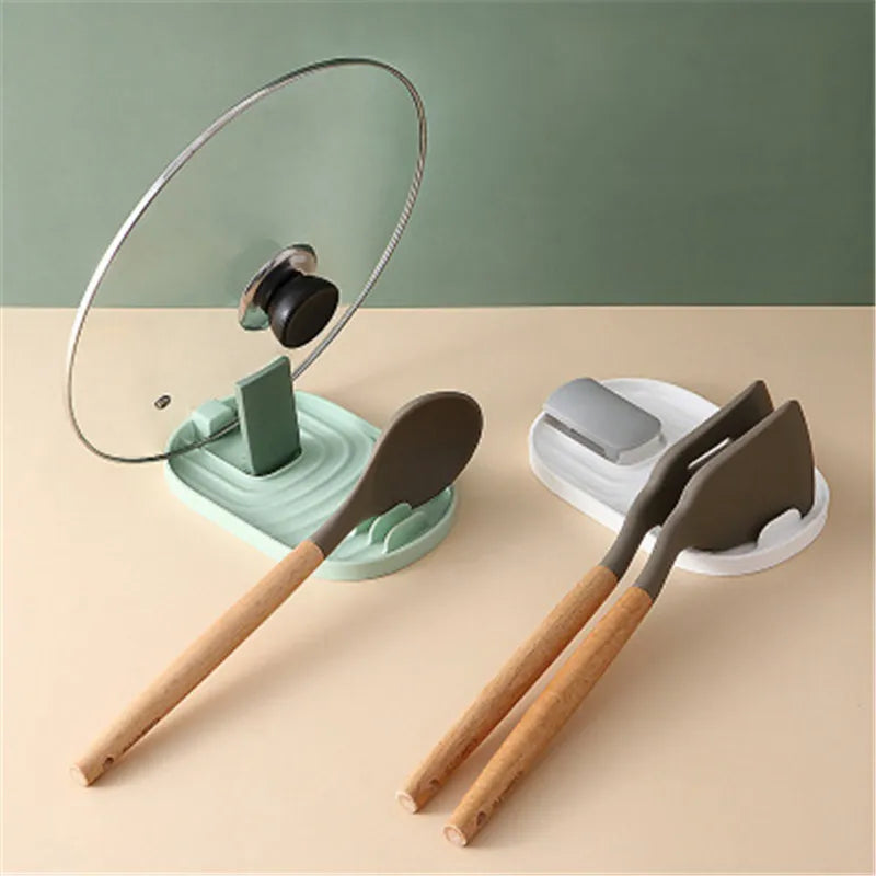Organizador de cocina, soporte para tapas de ollas, estante para secar sartenes, soporte de encimera sin perforaciones para cucharas, accesorios para el hogar