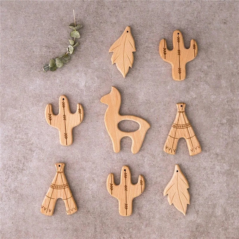 1pc Baby Teether Wooden Animal Pacifier Pendant BPA Free Beech Koala Rodent Teething Toys Kids Products Gifts