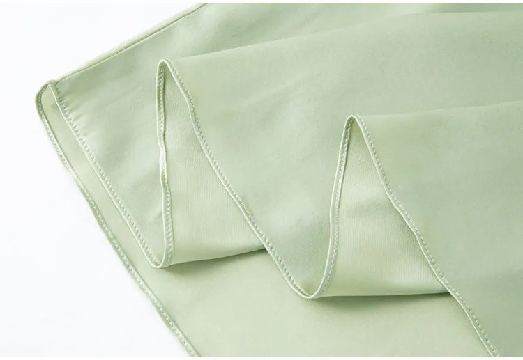 Women's Spring/Summer New 92% Natural Mulberry Silk Elastic Satin Solid Loose Sweet Wind Long Sleeve Home Clothes Nightdress