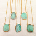 WT-N753 Wholesale 5PCS Chrysoprase Chain Necklace Jewelry Natural With Double Loops In 24k Gold Plated Friends Gift