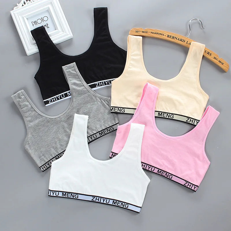 1/3PCS Teenage Girls Training Bras Vests Puberty Adolesent Students Underwear Brassiere Letters Wireless Children Tube Tank Tops