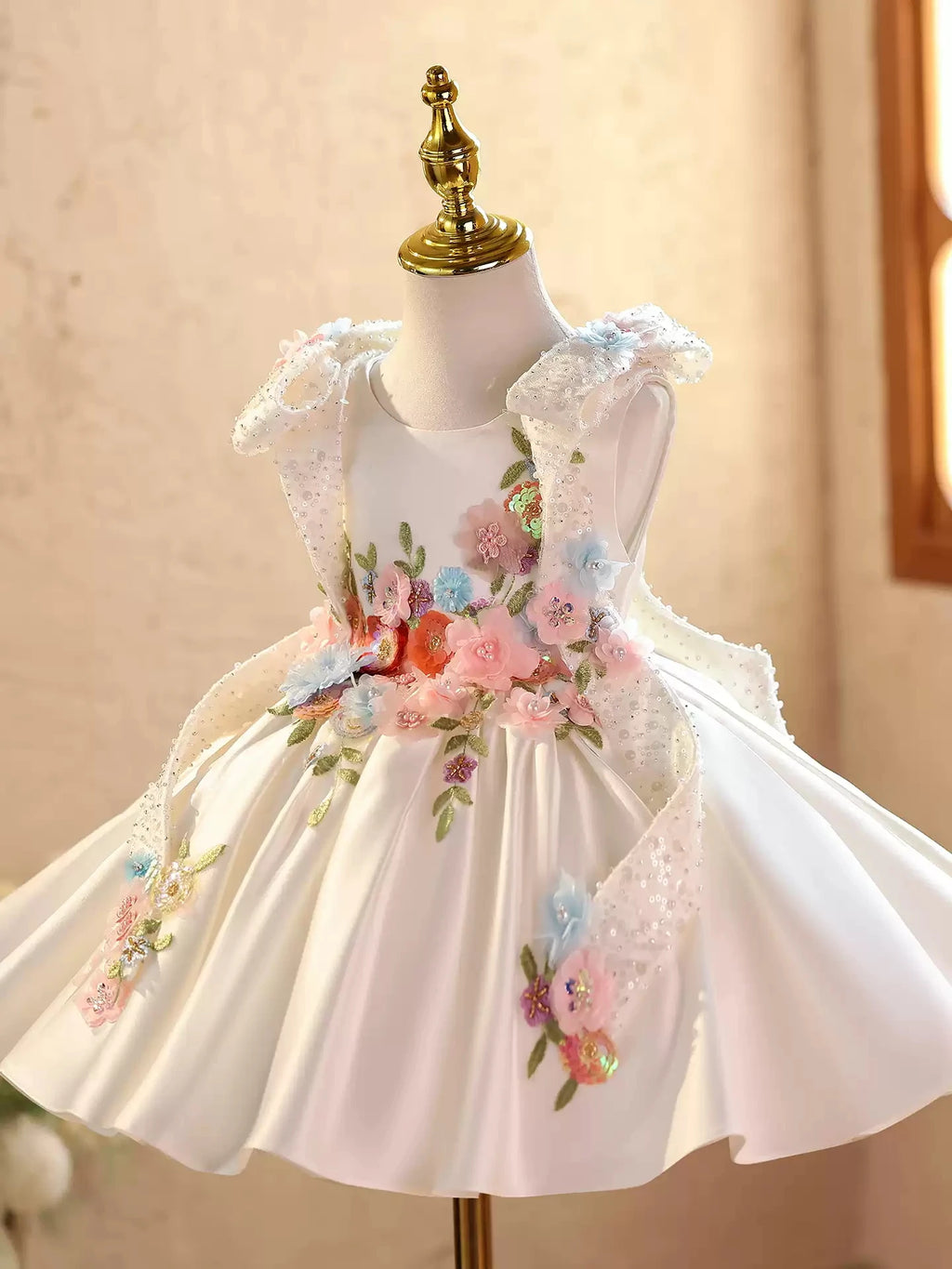 Baby First Birthday Party Dress, High-End Evening Dress, Hand-Embroidered Custom Dress, Gorgeous Christmas Outfit for Baby Girl