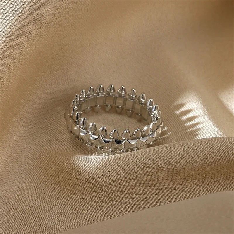 Riveted Bullet Stainless Steel Rings For Women/Man Punk Gold Color Creative Ring Broad Surface Finger Jewelry Gift ps038