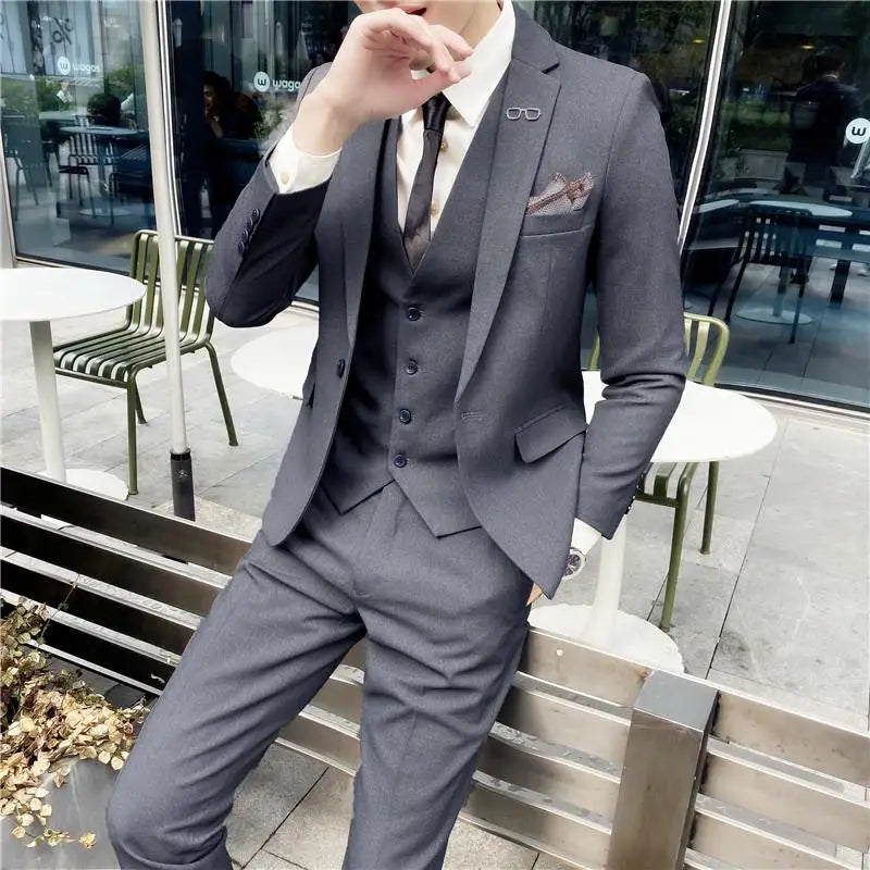 Men's Slim Fit Three Piece Suit Set by Banquet Blaze All In One Formal Wedding Banquet Wear for Stylish Men