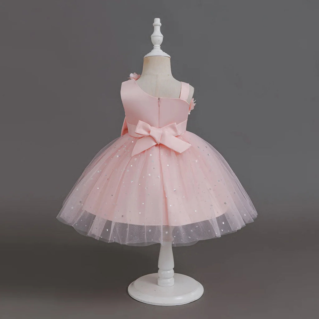 HETISO Baby Girls Dress Sling Elegant Kids Star Printed Birthday Party Ball Gown Children Costume Gown 6M-3 Years