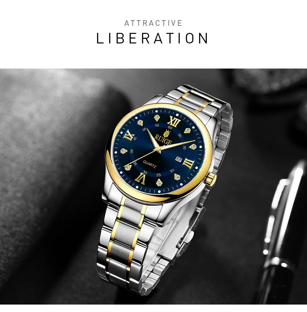 RUIGE Fashion Men's Watch Roman Scale Minimalist Men's Famous Watch Night Glow Waterproof Trendy Watch